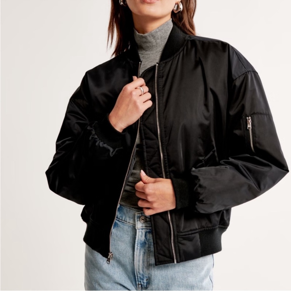 EUC Abercrombie & Fitch Black Bomber Jacket